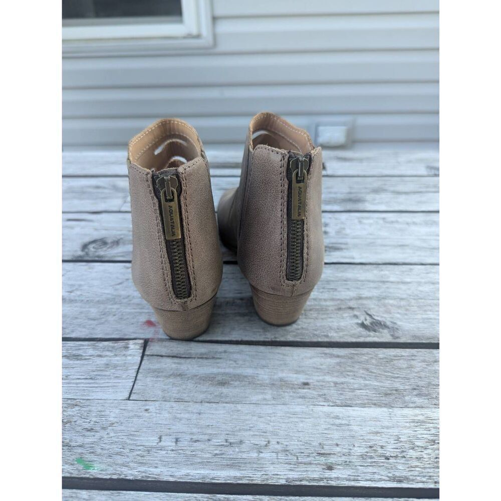 Aquatalia‎ Freida Cutout Booties women's size 6.5 Mushroom Leather Weatherproof - Picture 5 of 10